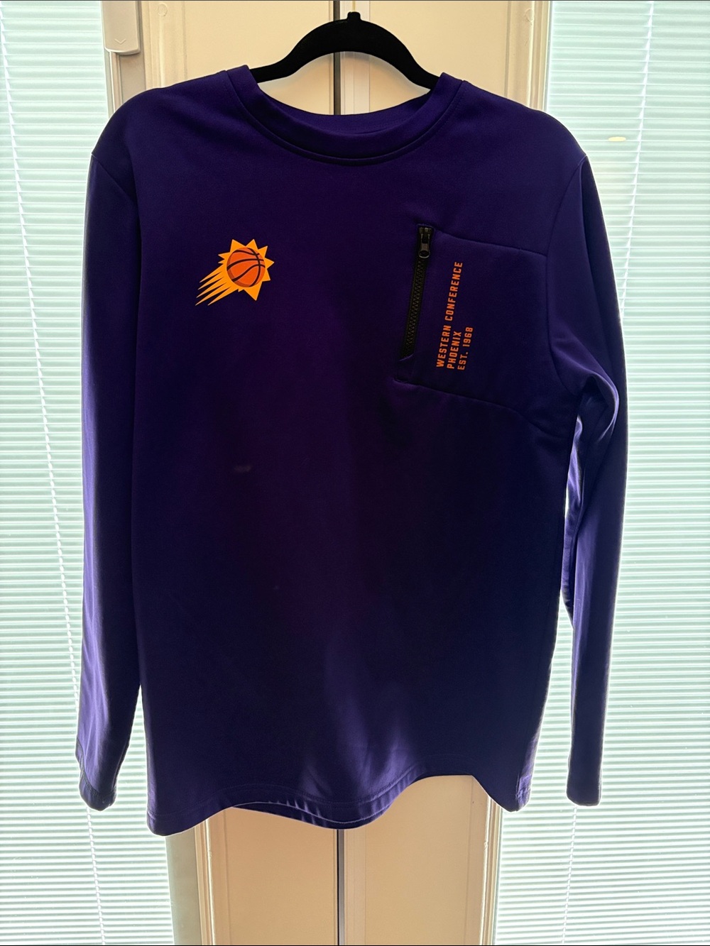NBA Purple Long Sleeve Sweatshirt with Orange Sunburst Logo